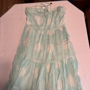 Gap green and white halter dress